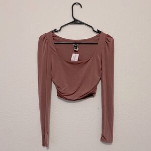 NWT Red/Brown Long Sleeve Crop Top